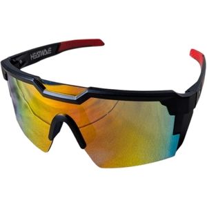 Heatwave Fire Lens Sunglass Gold Red Reflective Future Tech Lazerface
